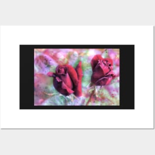 Two red roses with abstract background Posters and Art